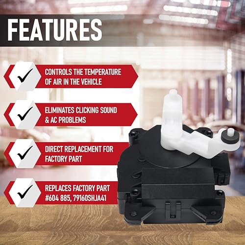 Image of HVAC Air Blend Door Actuator Heater Replacement- Compatible with Honda Vehicles - 2005-2010 Odyssey, 2006-2014 Ridgeline - Replaces 604885, 604-885, 79160SHJA41 - Air Door Blend Control Actuator