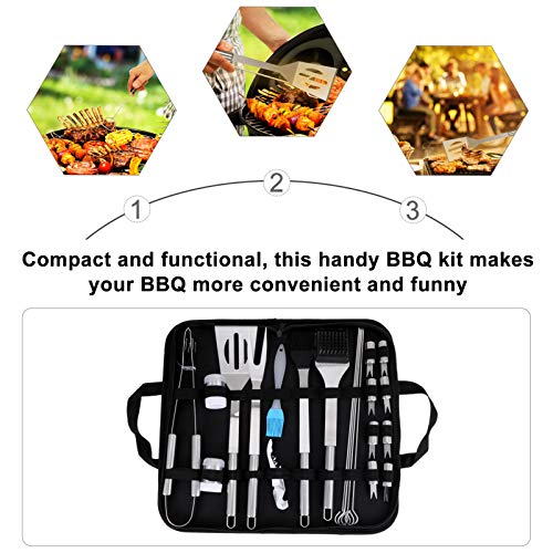 BESPORTBLE Conjunto de Ferramentas para Churrasco de 21 Peças Em Aço Inoxidável Acessórios para Chur