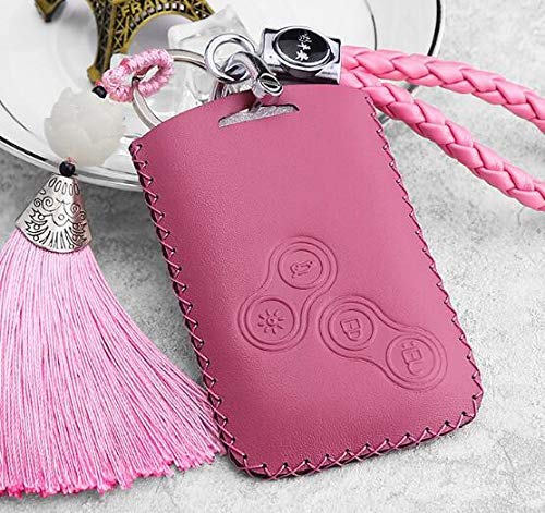 WorldCare® Genuine Leather Car Key Case Holder Wallet for Latitude Fluence 4 Buttons Key Holder Color Name C Style