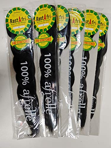 RastAfri Pre-Stretched Braid Kanekalon Braiding Hair (1B) 3 Pack