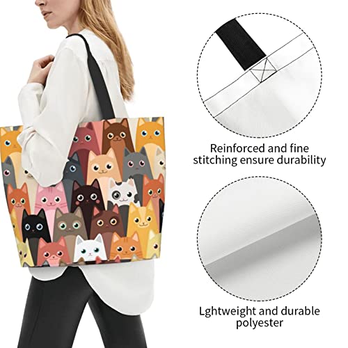 Cuamzst Color Cat Large Tote Bag For Women Reusable Grocery Bag Waterproof Shopping Handbag With Inner Pocket For Travel Work Beach Gym #TOP2