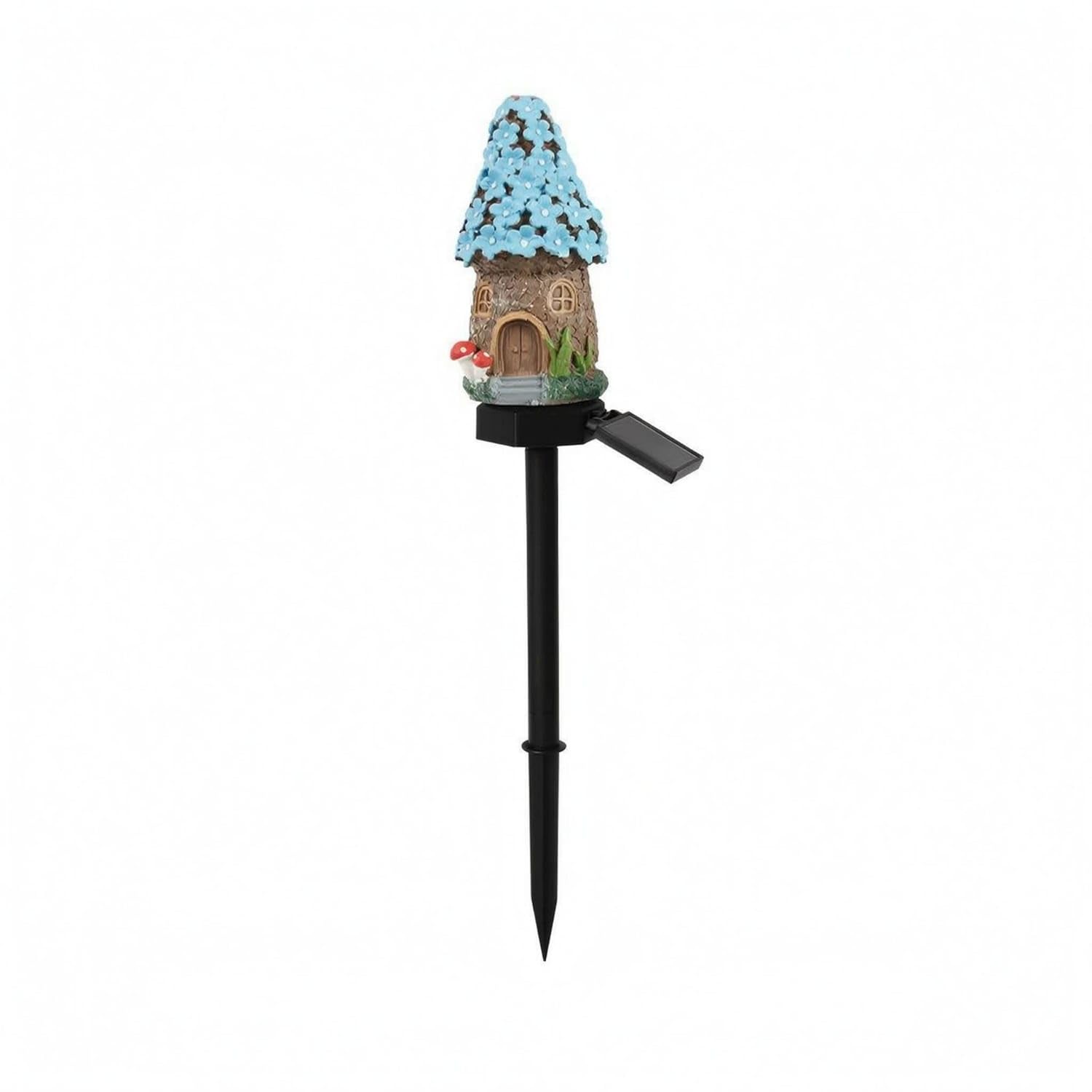 Resin House-Shaped Solar Garden Stake Light Black Solar Outdoor Stake Lamp Decorative Garden Light for Lawn, Blue-image-25