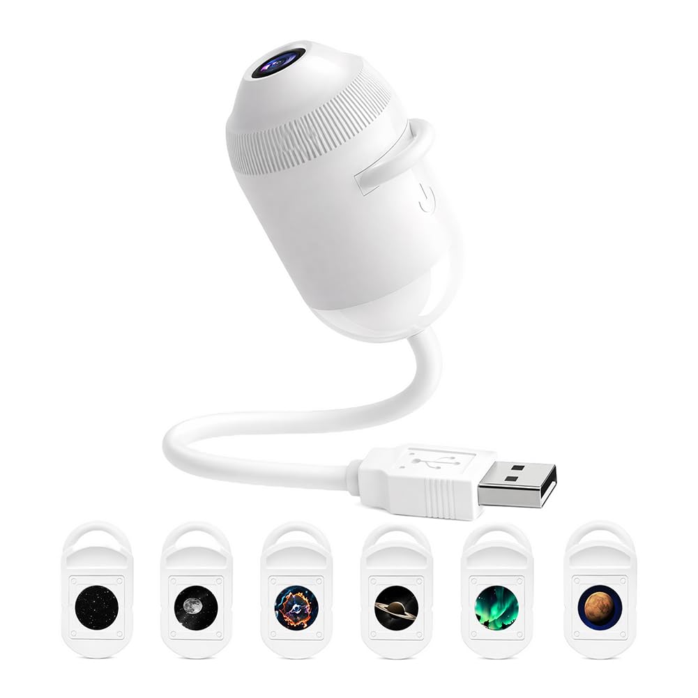 Galaxy Projector Night Light, HD 5D Dynamic Holographic Galaxy Star Projector, 2-in-1 360° Rotating Plug and Play USB Night Light, Immersive Nebula Projector Lamp for Bedroom & Gift