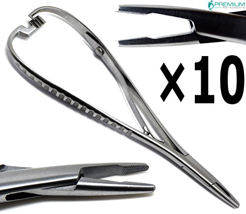10 Pcs Dental Mathieu Elastomeric Needle Holder 14cm Multi Position Ratched Forcep Orthodontic Instruments