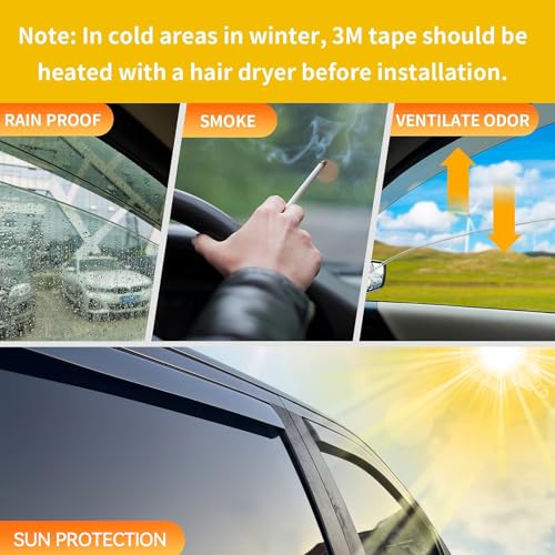 Image of in-Channel Rain Guards for 2023-2026 Toyota Sequoia, Window Visor Shields Vent Deflector Shade Wind Dark Smoke 2024 2025 23 24 25 26, Tape-On Inside-Mount, 4PCS