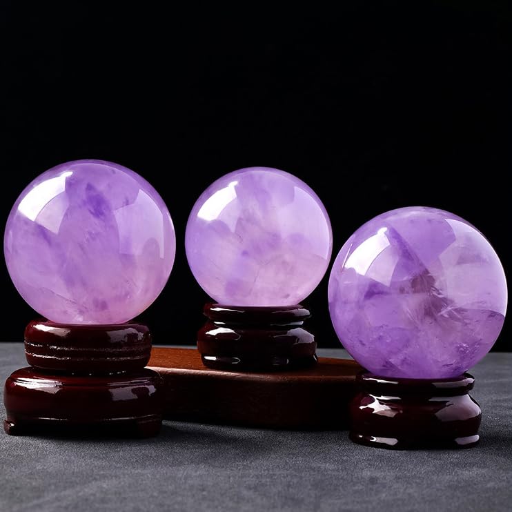 NIBHZ Bola De Amatista De Guardián Natural, Piedra Preciosa En Bruto, Regalos Artesanales Pulidos, Esfera De Piedra De Cristal De Cuarzo Púrpura, Decoración del Hogar,Púrpura,65~70mm