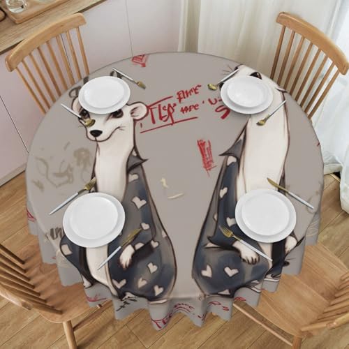 Nappe ronde furets anti-tache : la solution imperméable pour votre table - 2
