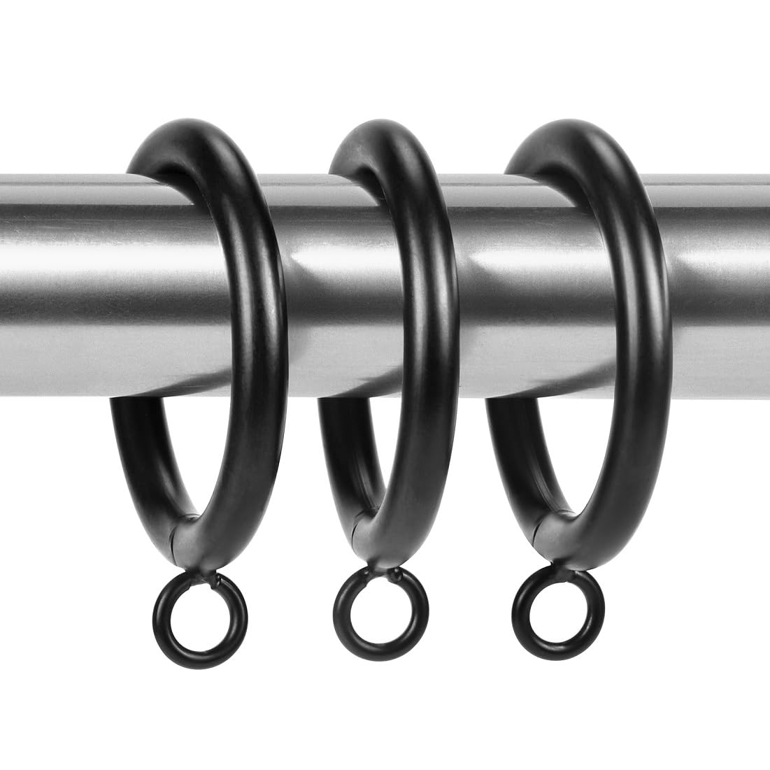 41 anelli per tende in metallo con occhielli di diametro interno da 3,8 cm, adatti per aste fino a 3,8 cm, diametro del filo spesso (nero, 41 pezzi)