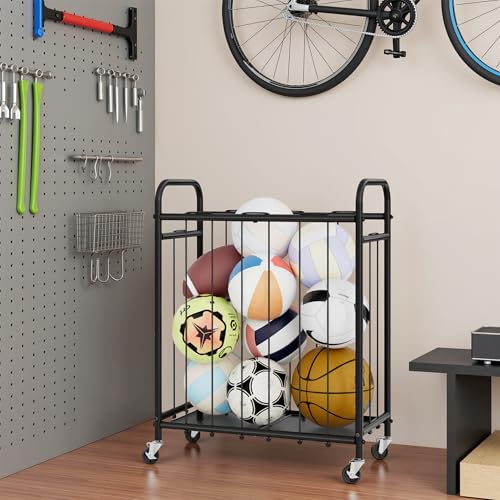 StorageWorks 160L Ball Cart with Wheels, Sports Ball Storage for Garage - image 7