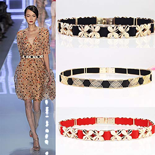 Womens Metal Skinny Elastic Chain Belt Dress Accessory Decorated Skinny Waist Fashion BeltWaistband4
