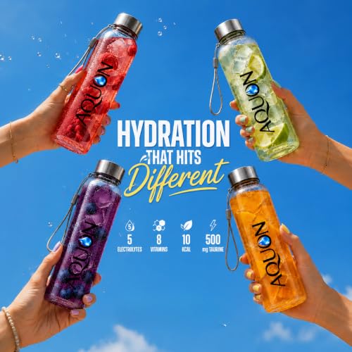 Image of AQUON Electrolyte Hydration Drink Mix, 4 Flavour Variety Pack, 8 Sachets