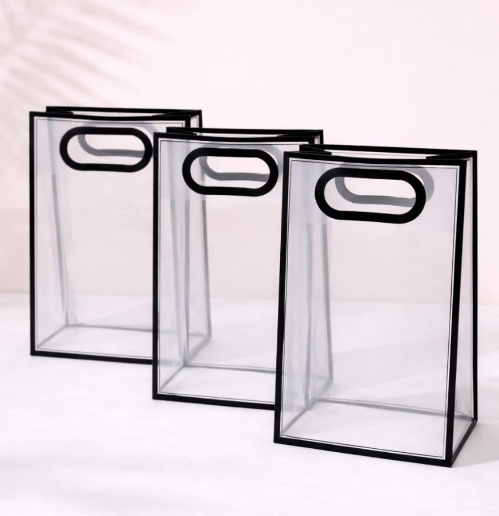 SATYAM KRAFT 24 Pcs Translucent Reusable Multipurpose Gift Bags | Gift for Her/Him, Wedding Return Gifts Baby Shower Anniversary Birthday Hamper Shopping, Party Favors (Medium)-image-5