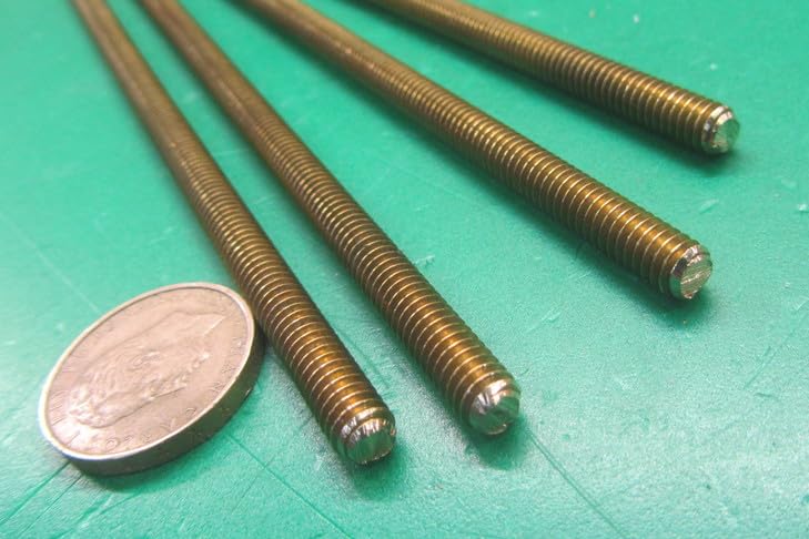 Brass Fully Threaded Round Rod, RH, 1/4"-20 Diameter x 12" Length, 4 Pcs.