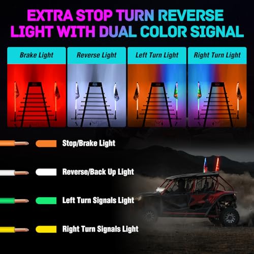 Image of Nilight LED Whip Light 2 PC 5FT COB RGB Spiral Lighted Antenna with Spring Base, Bluetooth App & Remote Control DIY Chasing Patterns & Music Sync Safety Whips for ATV UTV RZR Polaris Can-Am Truck