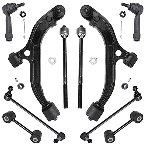 Image of Detroit Axle - 10pc Front End Suspension Kit for 01-03 Chrysler Voyager, 01-04 Town & Country Dodge Grand Caravan, 2 Lower Control Arms Ball Joints 4 Front Rear Sway Bars 4 Inner Outer Tie Rods