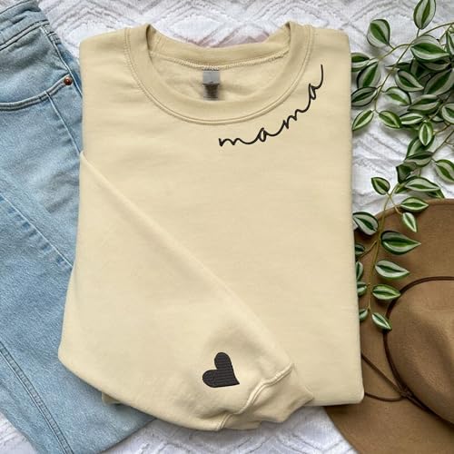 Mama Sweatshirts For Women Embroidered Mom Sweatshirt New Mom Gifts Mama Sweatshirt New Mom Gift Christmas 20232