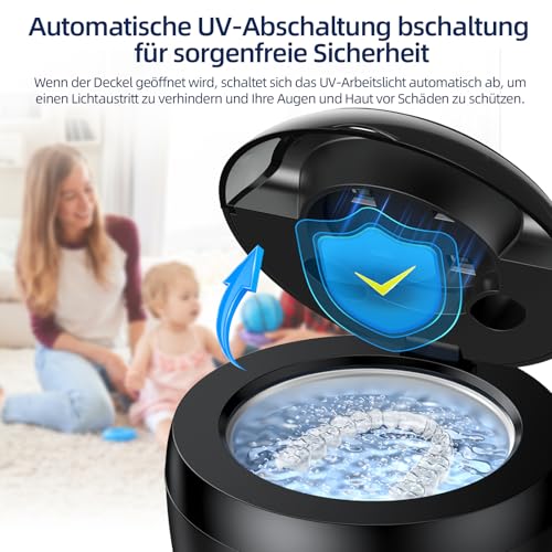 Ultraschallreinigungsgerät, Opilea 45kHz Dental Pod, 4 Modes Ultrasonic Cleaner for Zahnersatz, Retainer, Aligner, Prothesen, Zahnbürstenkopf, Schmuck Schwarz