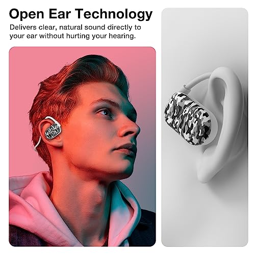 Image of Purity Air Open Ear Headphones - True Air Conduction Wireless Bluetooth Open Ear Earbuds with Dual Mic for iPhone /Android - Secured Long Wearing Comfort, Sports Sweat Resistant (BWCS149)
