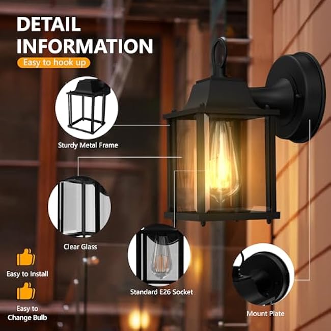Outdoor Wall Light Fixtures Outdoor Wall Lantern Matte Black - 2 Pack