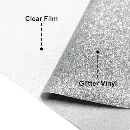 Image of Silvery Glitter Puff Vinyl Heat Transfer - 12 inch x 5ft 3D Puff HTV Vinyl, Glitter Puffy Iron-On for Fabrics, Perfect for T-Shirts, Bags, Pillows, Compatible with Cricut & Cameo