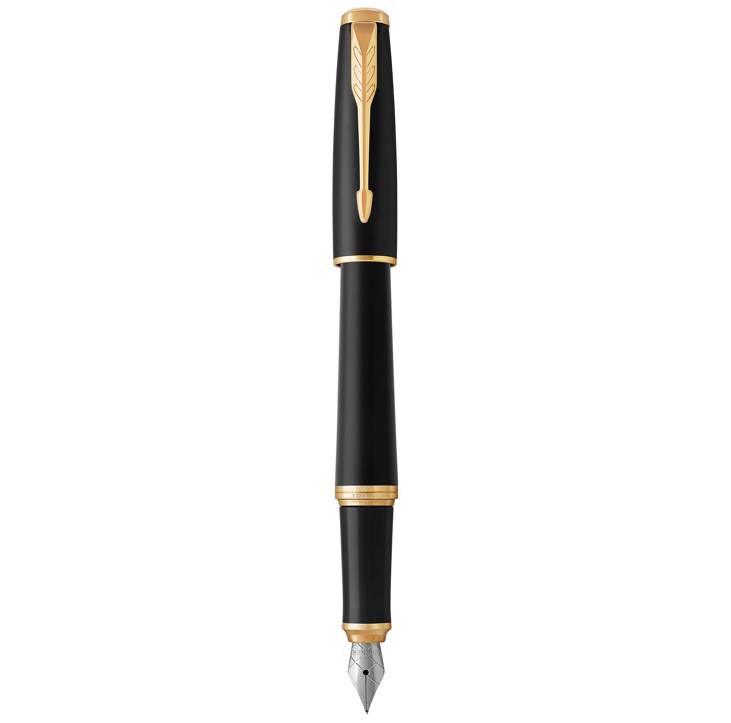 Pluma Estilográfica Parker Urban - Negra Con Detalles Dorados, Plumín Fino, Incluye Tinta Y Estuche De Regalo