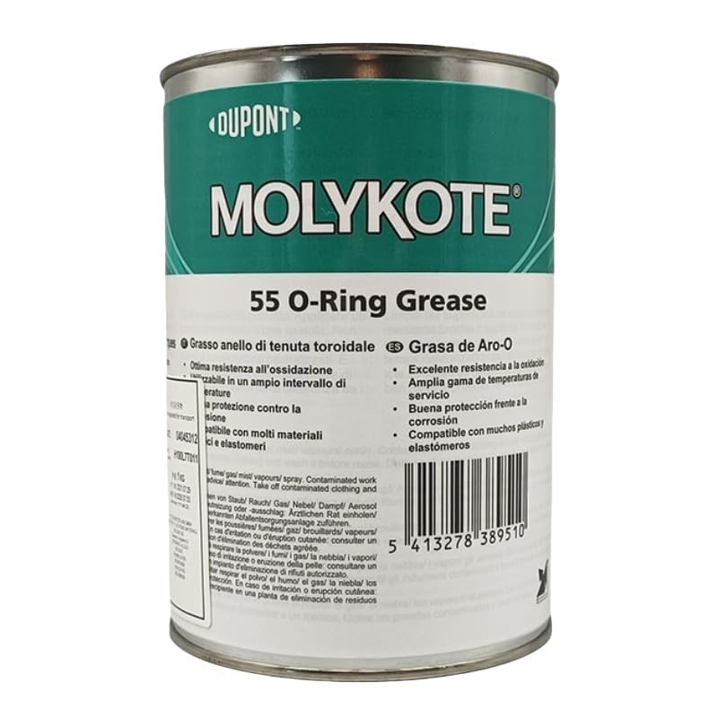 MOLYKOTE 55 O-Ring Grease 1kg 35.27oz Lubricante de Silicona para Sellos Resistencia Excepcional a la Oxidación y Corrosión Amplio Rango de Temperatura Compatibilidad con Plástico y Elastómeros