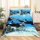 Killerwal Bettwäsche Sets Orcinus Orcas Trösterbezug Die Unterwasserwelt Quallen Bettbezug Set für Kinder Jungen Mädchen Tiefseetiere Marine Life Bettbezug 2 Stücke Kinderzimmer Dekor 135x200