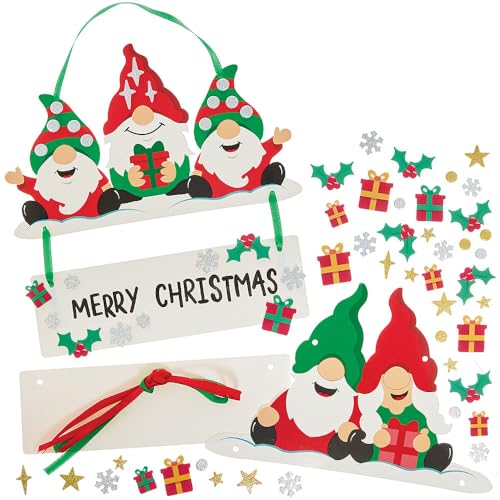Baker Ross FN621 Kits de Decoración Navideña Gonk Personalizados - Pack de 4, Juegos de manualidades navideñas para que los niños creen decoraciones Gonk personalizables