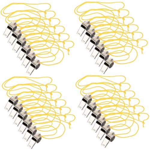 Pitos deportivos de acero inoxidable con cordón, 24 pcs miniatura 1