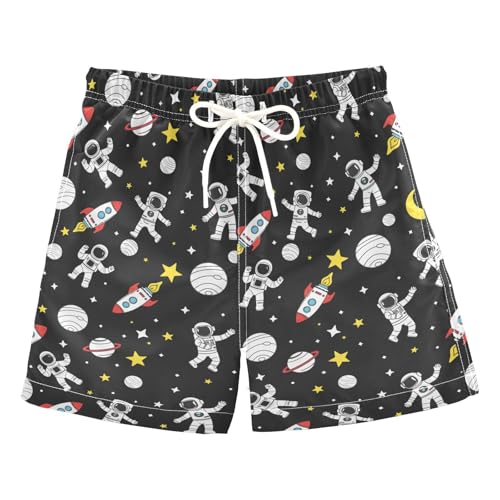 Boys Swim Trunks Quick Dry UPF 50+ Beach Board Shorts Kids Bathing Suits Swimsuit 2T Astronaut Rocket Planet Stars