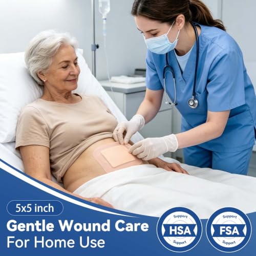 Image of Dimora Silicone Super Absorbent Wound Dressings - Gentle Adhesive Bandages with Ultrasorb Polymer,Heavy Exudate Wound Care Pads 5 inchX 5 inch 10 Count