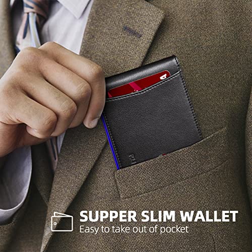 Runbox Slim Wallet For Men-Rfid Blocking-Bifold Genuine Leather-Minimalist Front Pocket-Mens Wallet With Money Clip Thin Gift Box #TOP1