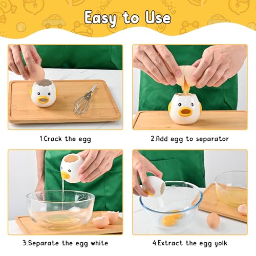 Cute Kitchen Gadgets【2 PCS】Egg Separator for Raw Eggs - Ceramic Egg White/Yolk Separator Tool, Baking Gifts for Women, Lovely Chicken Baking Supplies, Stuff, Accessories.