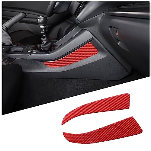 Tiras de fibra de carbono real en rojo suave para la consola del Subaru WRX 2022 2023