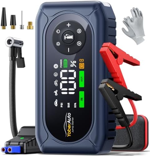 YaberAuto 5000A Car Battery Jump Starter with Air Compressor & Gl...