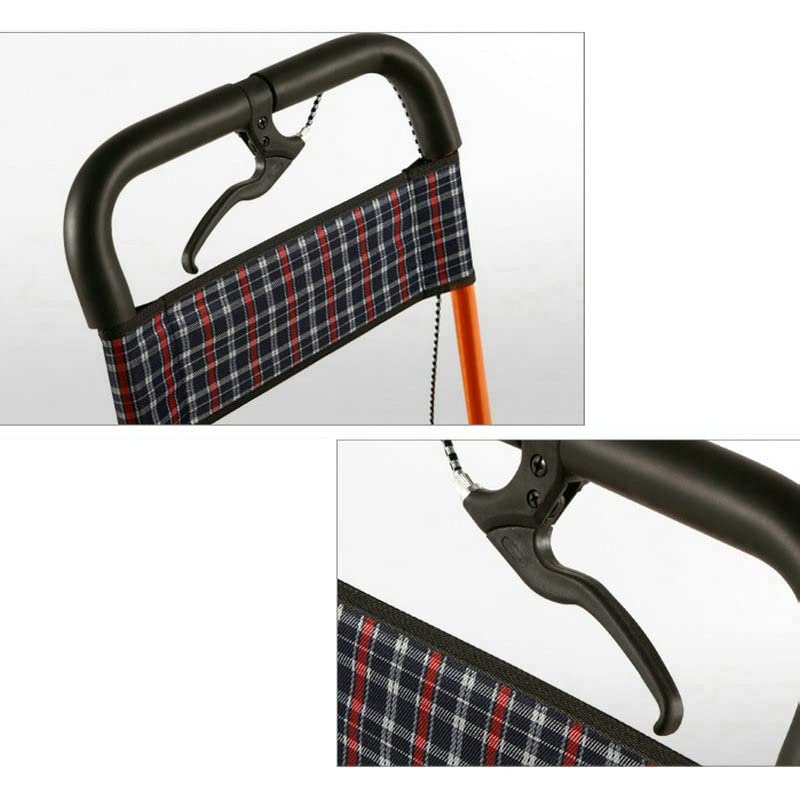 Seniors Rolling Walker Dual Function Seniors Walker, 4-Wheeled Portable Cart with Hand Brake, Elderly Wheelchair Stroller - Easy to Assemble