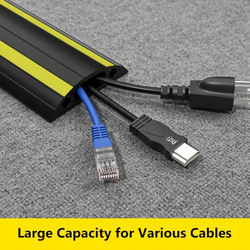 Image of Eapele Floor Cord Cover 6.5ft Cord Covers for Wires on Floor, Linkable Heavy Duty Extension Cord Cover, Rubber Floor Cable Cover, Prevent Trip Hazard for Sidewalk Home Office Outdoor or Indoor