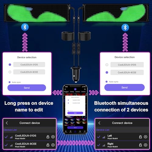 Ojos de diablo LED para camión con control Bluetooth para personalizar texto 3