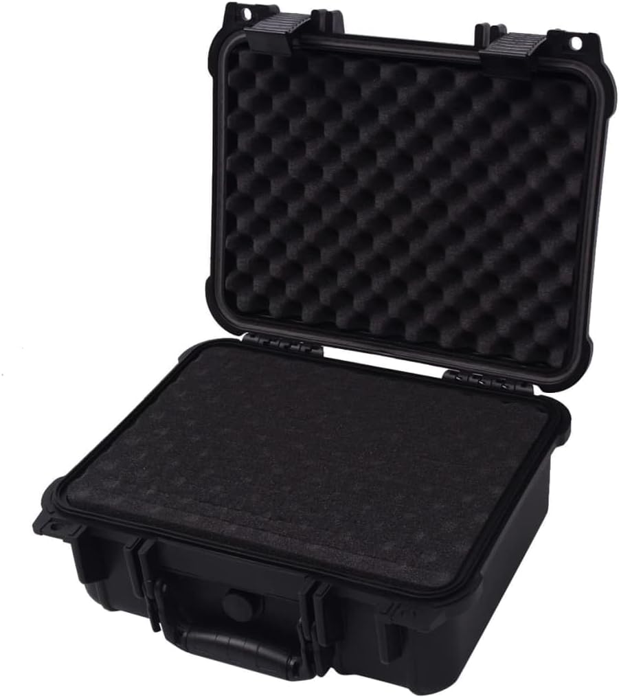 vidaXL Protective Equipment Case - Lightweight, Durable, & Temperature, with Pressure Valve and Watertight O-Ring - Includes 3 Removable Foam Inserts - Ideal for Camera, Lenses, Travel Gear