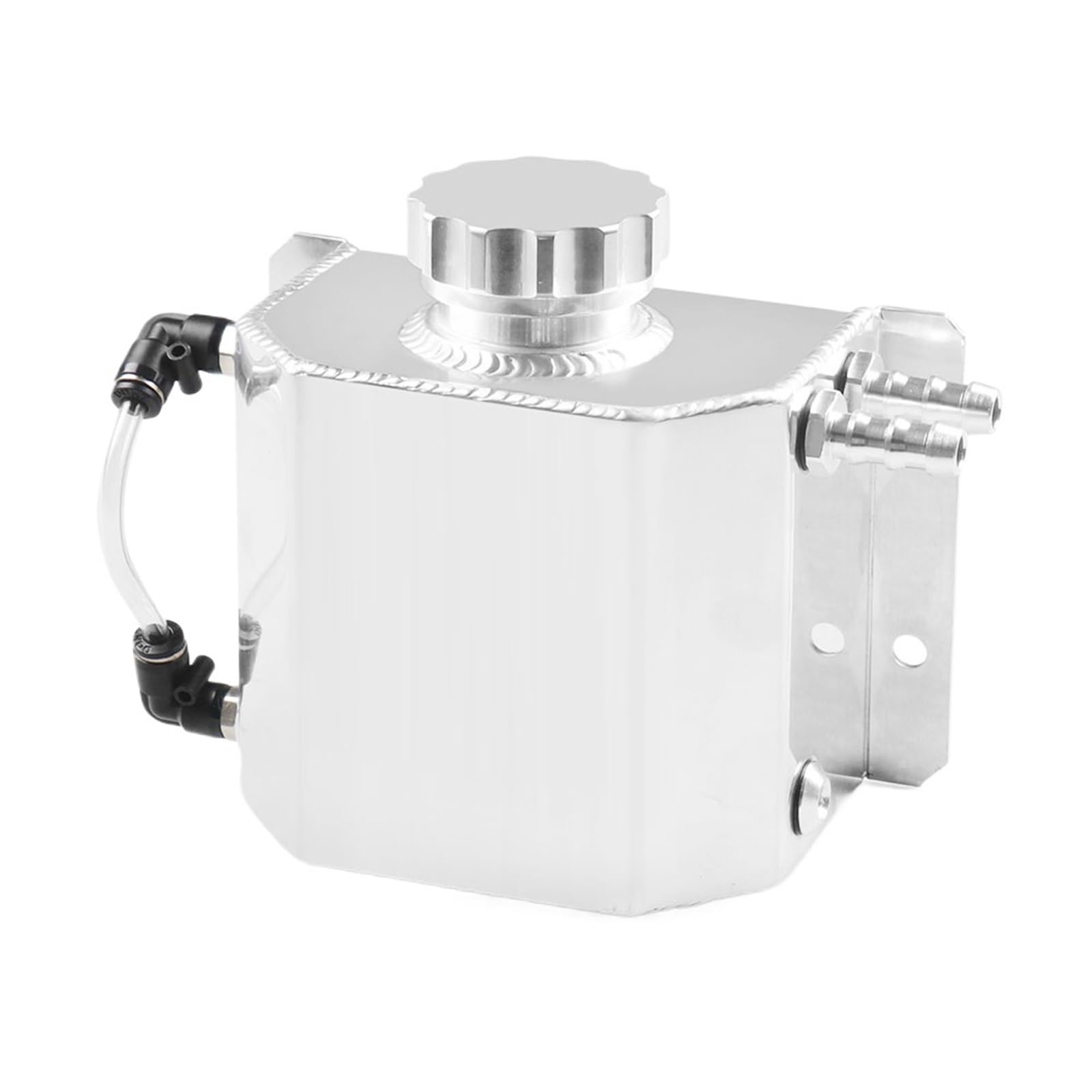 Zestawy do odzysku chłodziwa do samochodów Uniwersalny 1L aluminiowy zbiornik na olej silnikowy, zbiornik odpowietrzający, zbiornik przelewowy chłodnicy(Silver)