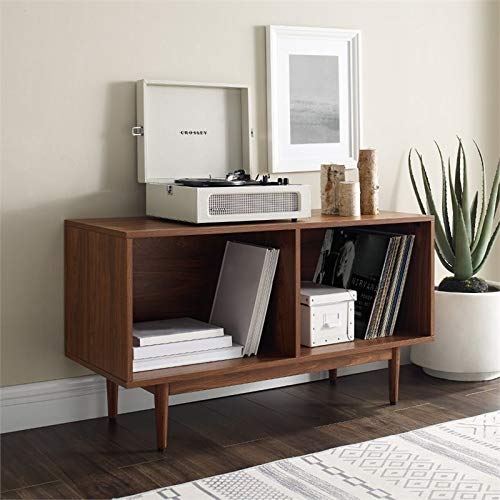 Crosley Furniture Liam Mid-Century Record Storage Console Cabinet, Medium, Walnut #TOP1