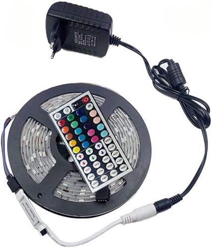 MYLPDZSW HHF LED Strips Led Strip Light RGB 5050 SMD Flexible DC 12V 30LEDSM 45M 9M Led RGB Tape Diode Feed Tiras Ribbon AC Power Set Color 30LEDS