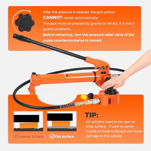 Image of Bonvoisin 30T Hydraulic Cylinder Jack Porta Power Ram 2.13 inch Stroke Mini Multi-Section Lifting Cylinders with Hydraulic Hand Pump for Machinery Shipbuilding