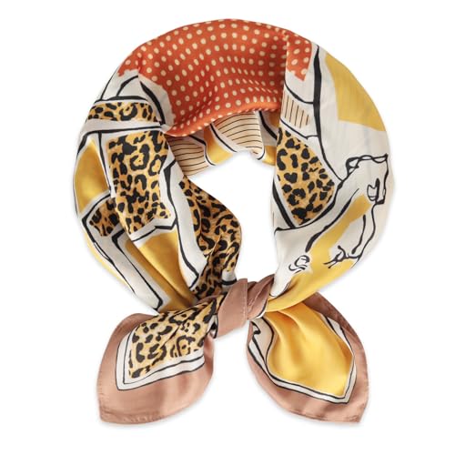 Relang Fashion silk Satin Head Scarf for Women Hair Bandana Hair Scarf Wrap Neck Scarf for Women 27.5×27.5 inches Horse Dance
