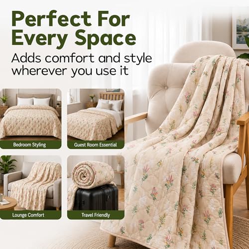 Image of DECORUM Cloud Cotton Double Bed Comforter 90x90 Inch 250 GSM | Ultrasonic Quilted AC Blanket | Lightweight All Season Microfiber Quilt | Ultra Soft & Warm Bedding