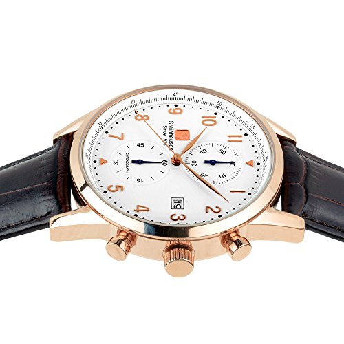 Men's S0921 Lugano Chronograph Stainless Steel and Brown Leather Dress Watch4