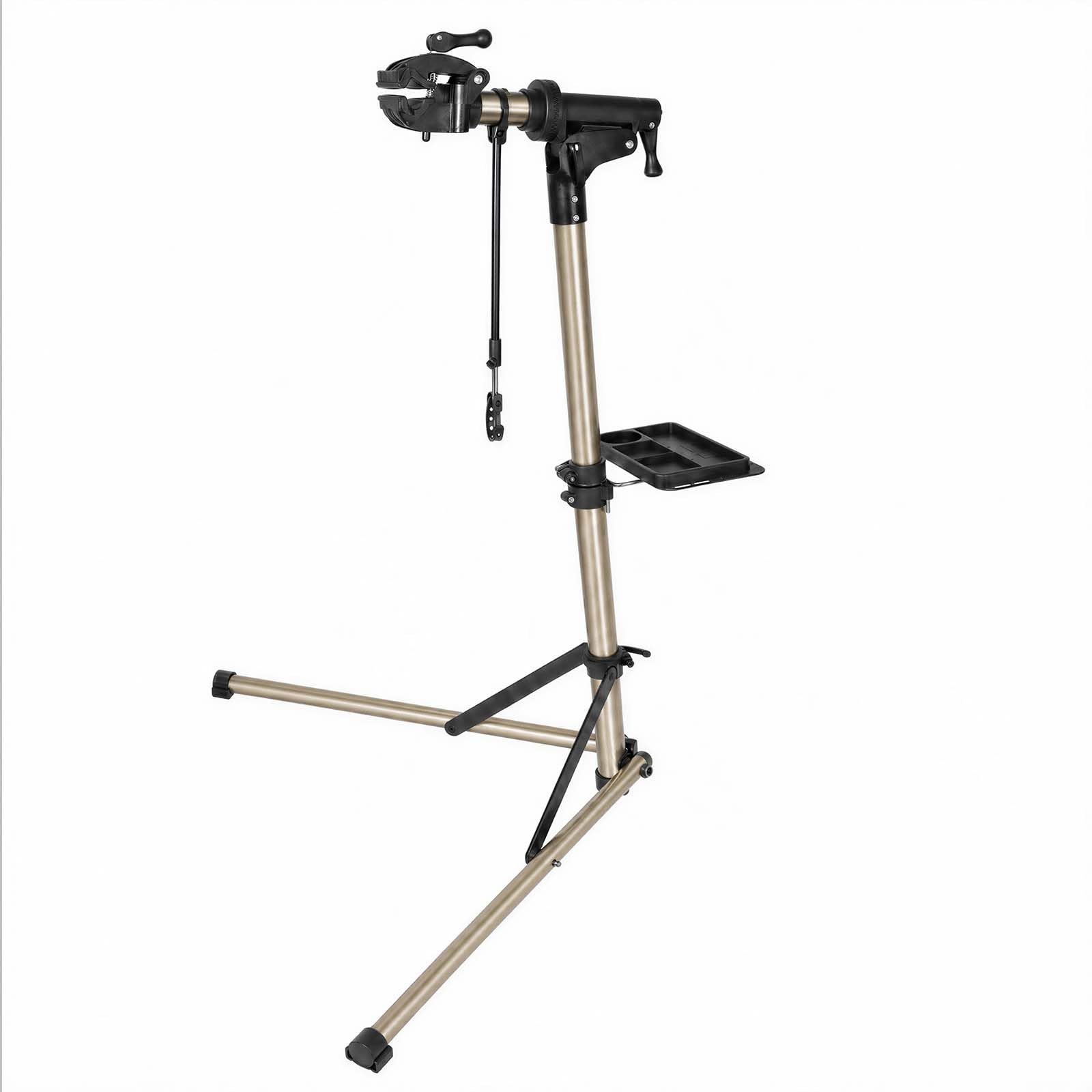 MONVELO Bike Repair Stand, Adjustable Bicycle Maintenance Stand with 360° Rotating Clamp, Foldable Aluminium Bike Workstand with Magnetic Tool Tray for Road Bike and Mountain Bike, Max Load 30KG
