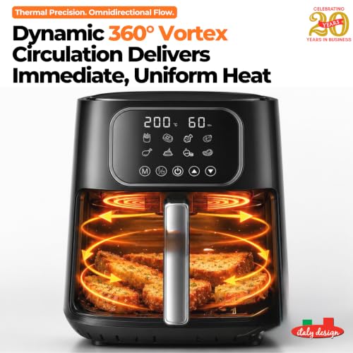 Image of ITALIA 4.5L Digital Air Fryer | Clear Window, 1200W, 8 Presets, For Home