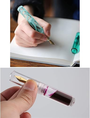 Miniatura 7 de Mini pluma estilográfica acrílica de resina fina pluma de bolsillo de viaje, juego de estuche para bolígrafo de escritura, llenado de botellas