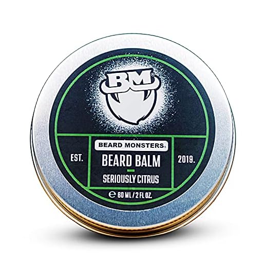 Beard Monsters Beard Balm för Män 60 ml {Seriously Citrus} Näring fuktar och tillstånd lindrar skägget och mjäll icke-oljig glans, utan sprickor naturliga och organiska ingredienser
